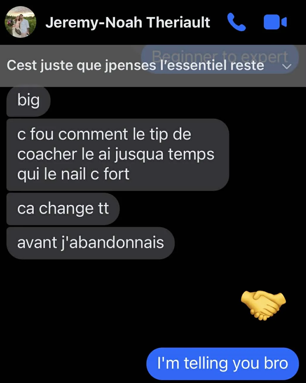 Conversation Messenger avec JNT (Jeremy-Noah Theriault)